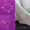 Sterling Silver Color Stamp Anklets For Women Foot Leg Chain Link Bracelet Tassel Charms Beach Accessories Jewelry For Female