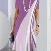 New Women's Dresses Striped Printed Elegant Casual O Neck Short Sleeve Summer Dresses Fashion Ladies Plus Size Clothing Vestidos