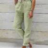 Cotton Linen Summer Pants for Women High Waist Elastic Casual Trousers Streetwear Solid Female Clothes 2024 Loose Pencil Pants