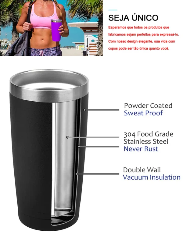 20oz Travel Mug Yetys Ice Cup Tumbler 304 Stainless Steel Double Wall Vacuum Insulated Coffee Mug Flask Water Bottle for Outdoor