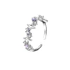 2024 Kpop Pink Zircon Heart Open Ring for Women Girls Luxury Star Heart Couple Finger Rings Wedding Y2K Party Jewelry Gift