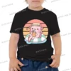 Comic Axolotl Bubble Bobo Tea Cartoon Summer Kids T-shirt Outdoor Casual Short Sleeve Y2K Tops Funny Axolotl Trendy Boy Girl Tee