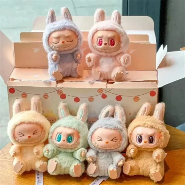 For Labubu 2 Heartbeat Macaron Enamel The Monsters Face Blind Box Pvc Figurine Tabletop Ornament Kawaii Doll Kid Birthday Gift