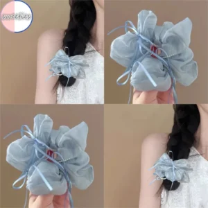 Summer Fluffy Mesh Bow Large Intestine Hair Band Sweet Elegant and Fashionable Women's Hair Band