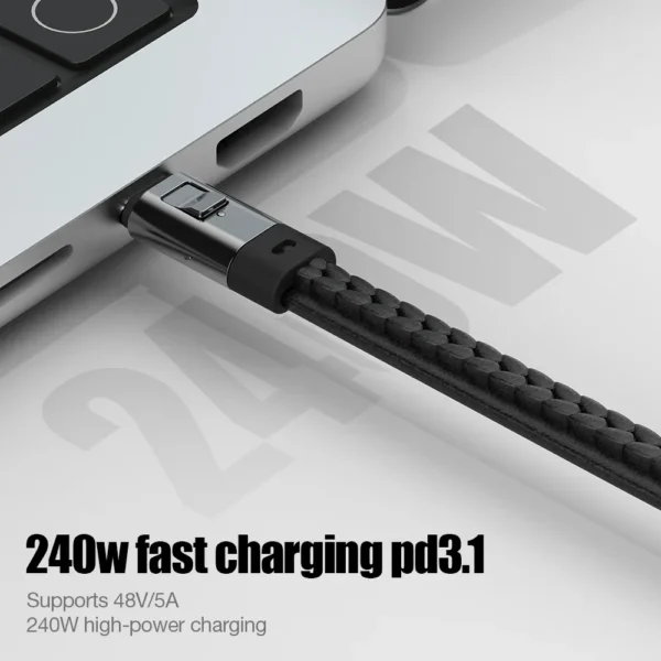 240W Fast Charger Cable Phone Charms Leather Keychain Portable Travel Type-C to C Charger for iPhone 16/15 Xiaomi 13
