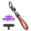 240W Fast Charger Cable Phone Charms Leather Keychain Portable Travel Type-C to C Charger for iPhone 16/15 Xiaomi 13