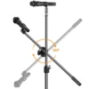 Microphone Boom Tripod Stand 1.7 2.1M Mic Tripod Bracket 66CM Crossbar Arms With Clip And Phone Holder For Iphone Samsung Xiaomi