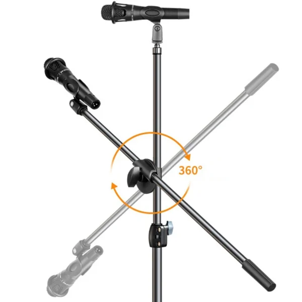 Microphone Boom Tripod Stand 1.7 2.1M Mic Tripod Bracket 66CM Crossbar Arms With Clip And Phone Holder For Iphone Samsung Xiaomi