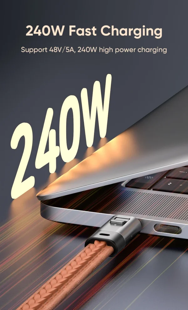 240W Mobile Fast Charging Cable Type-C to USB-C Keychain Anti Loss Hanging Rope 48V5A Short Line Laptop Tablet Charging Cable