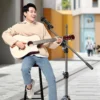 Microphone Boom Tripod Stand 1.7 2.1M Mic Tripod Bracket 66CM Crossbar Arms With Clip And Phone Holder For Iphone Samsung Xiaomi