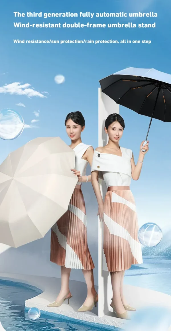 Xiaomi Automatic Umbrella 24 Bone Solid Color Automatic Umbrella Light Collapsible Large Size Outdoor Sunshade UV Protection