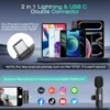 2 Pack Wireless Lavalier Microphone for iPhone iPad Android Phone Mini Lapel Microphone for Video Rrding Clip on Dual Mics with