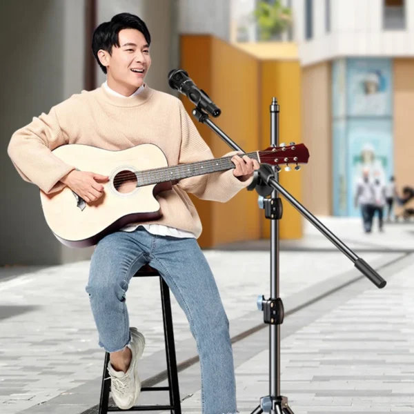 Microphone Boom Tripod Stand 1.7 2.1M Mic Tripod Bracket 66CM Crossbar Arms With Clip And Phone Holder For Iphone Samsung Xiaomi