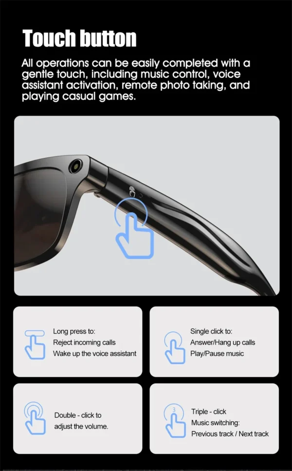 Xiaomi 4K HD AI Smart Glasses Chat GPT 100MP Camera Bluetooth Call 260Mah Battery Voice Assistant  Control Smart Glasses 2025