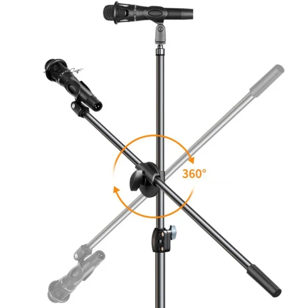Microphone Boom Tripod Stand 1.7 2.1M Mic Tripod Bracket 66CM Crossbar Arms With Clip And Phone Holder For Iphone Samsung Xiaomi