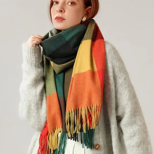 Sweater Tops Warm Tassel Luxury Brand Women Plaid Scarf Warm Shawl Wrap Korean Style Scarf Autumn Winter Shawl Scarf