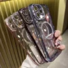 New Fashion Glitter Diamond Transparent Case For iPhone 16 15 14 13 17 12 Pro Max 16 Plus Magnetic Wireless Charge Bumper Cover