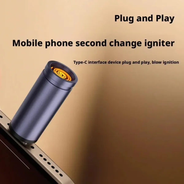 Aluminum Alloy Mini Blowing Cigarette Lighter No Charging, No Gas TYPE-C Plug Portable OTG Output Low Consumption Lighter