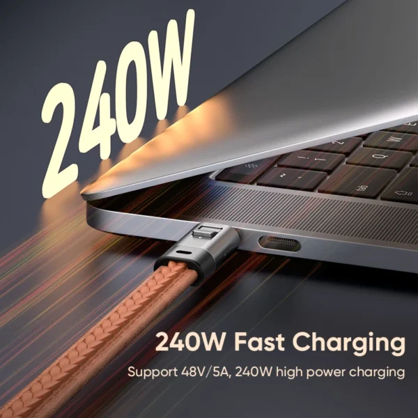 240W Mobile Fast Charging Cable Type-C to USB-C Keychain Anti Loss Hanging Rope 48V5A Short Line Laptop Tablet Charging Cable