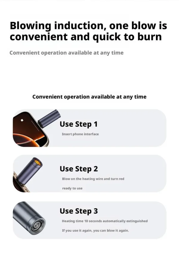 Aluminum Alloy Mini Blowing Cigarette Lighter No Charging, No Gas TYPE-C Plug Portable OTG Output Low Consumption Lighter