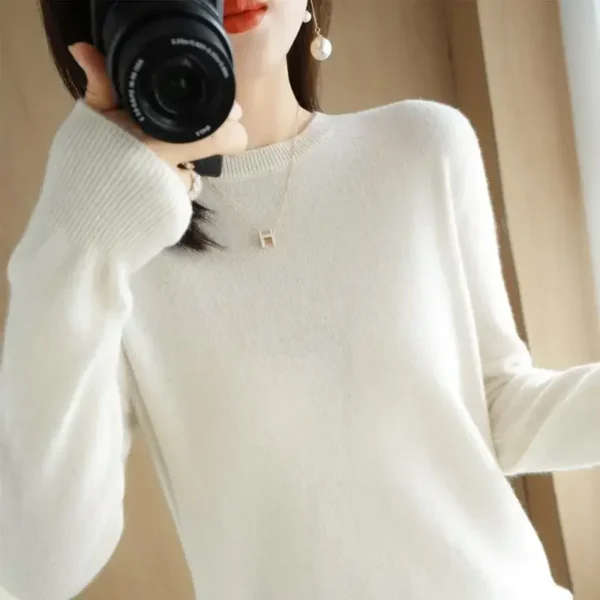 2025 Women Sweater Spring Autumn Long Sleeve O-neck Pullovers Warm Bottoming Shirts Korean Fashion Sweater Knitwear Soft Jumpers