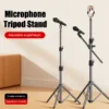 Microphone Boom Tripod Stand 1.7 2.1M Mic Tripod Bracket 66CM Crossbar Arms With Clip And Phone Holder For Iphone Samsung Xiaomi