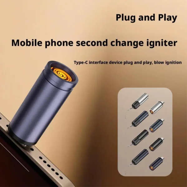 Aluminum Alloy Mini Blowing Cigarette Lighter No Charging, No Gas TYPE-C Plug Portable OTG Output Low Consumption Lighter