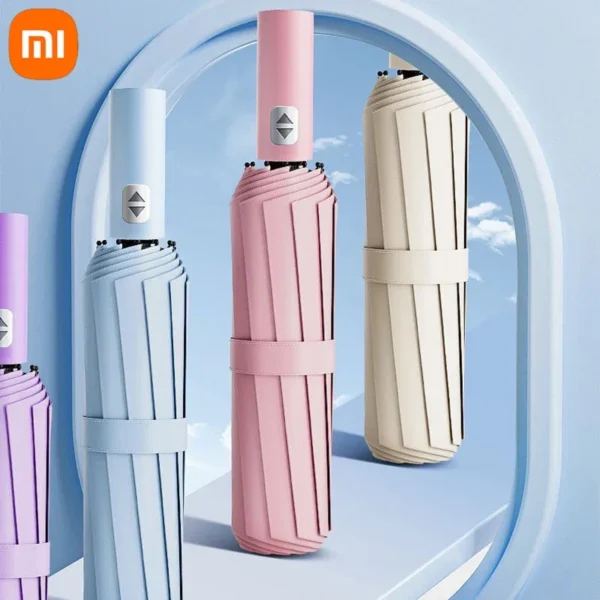 Xiaomi Automatic Umbrella 24 Bone Solid Color Automatic Umbrella Light Collapsible Large Size Outdoor Sunshade UV Protection
