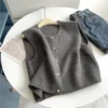 Basic Tanks Women Autumn Knitted Korean Cardigan Casual All-Match Solid Sleeveless Fashion Tops Slim Warm Loose Sweater Vest