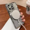 New Fashion Glitter Diamond Transparent Case For iPhone 16 15 14 13 17 12 Pro Max 16 Plus Magnetic Wireless Charge Bumper Cover