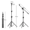 Microphone Boom Tripod Stand 1.7 2.1M Mic Tripod Bracket 66CM Crossbar Arms With Clip And Phone Holder For Iphone Samsung Xiaomi