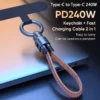 240W Mobile Fast Charging Cable Type-C to USB-C Keychain Anti Loss Hanging Rope 48V5A Short Line Laptop Tablet Charging Cable