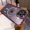 New Fashion Glitter Diamond Transparent Case For iPhone 16 15 14 13 17 12 Pro Max 16 Plus Magnetic Wireless Charge Bumper Cover