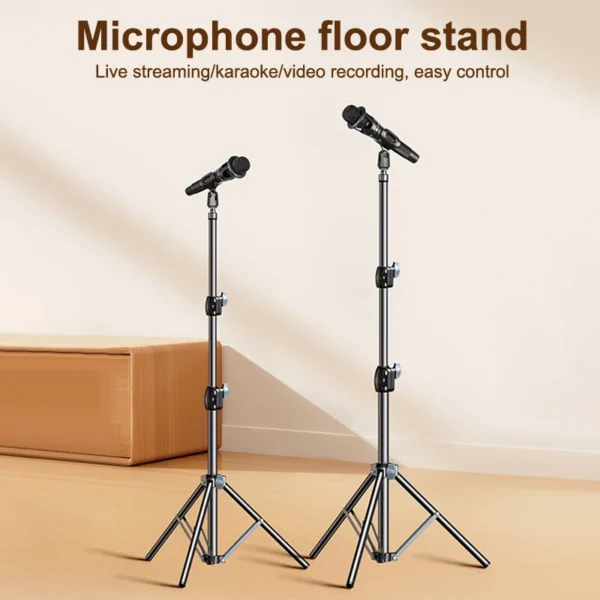 Microphone Boom Tripod Stand 1.7 2.1M Mic Tripod Bracket 66CM Crossbar Arms With Clip And Phone Holder For Iphone Samsung Xiaomi