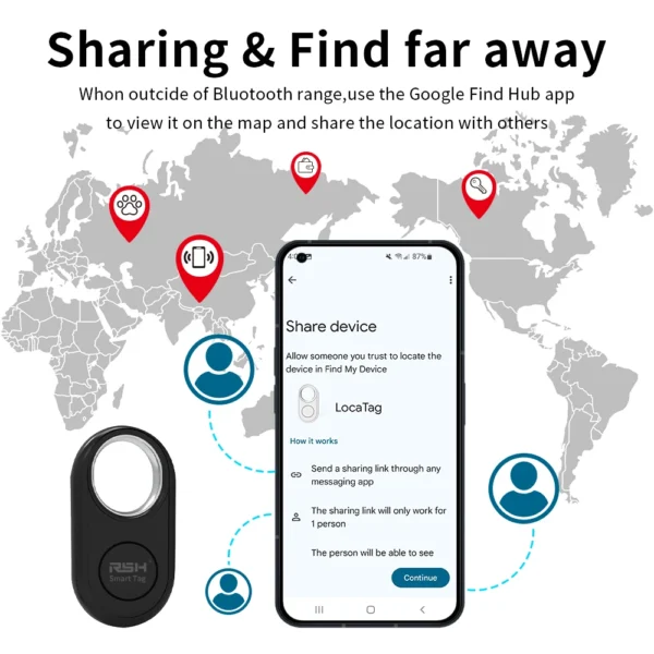 RSH 4PCS GPS Tracker for Samsung Global Finder Work with Android Google's Find Hub Anti-loss Alerts Smart Tag Sound Fast Locator