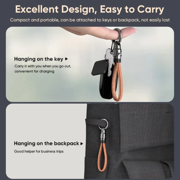 240W Mobile Fast Charging Cable Type-C to USB-C Keychain Anti Loss Hanging Rope 48V5A Short Line Laptop Tablet Charging Cable